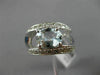 WIDE 1.70CT DIAMOND & AAA OVAL AQUAMARINE 14K WHITE GOLD 3D WAVE ENGAGEMENT RING