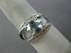 WIDE 1.70CT DIAMOND & AAA OVAL AQUAMARINE 14K WHITE GOLD 3D WAVE ENGAGEMENT RING