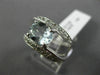 WIDE 1.70CT DIAMOND & AAA OVAL AQUAMARINE 14K WHITE GOLD 3D WAVE ENGAGEMENT RING