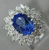 LARGE 2.55CT DIAMOND & AAA OVAL TANZANITE 14KT WHITE GOLD FLOWER ENGAGEMENT RING
