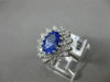 LARGE 2.55CT DIAMOND & AAA OVAL TANZANITE 14KT WHITE GOLD FLOWER ENGAGEMENT RING