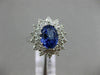 LARGE 2.55CT DIAMOND & AAA OVAL TANZANITE 14KT WHITE GOLD FLOWER ENGAGEMENT RING