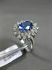 LARGE 2.55CT DIAMOND & AAA OVAL TANZANITE 14KT WHITE GOLD FLOWER ENGAGEMENT RING