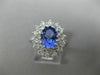 LARGE 2.55CT DIAMOND & AAA OVAL TANZANITE 14KT WHITE GOLD FLOWER ENGAGEMENT RING