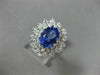 LARGE 2.55CT DIAMOND & AAA OVAL TANZANITE 14KT WHITE GOLD FLOWER ENGAGEMENT RING