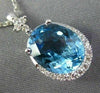 LARGE 3.24CT DIAMOND & AAA OVAL BLUE TOPAZ 14KT WHITE GOLD 3D FLOWER PENDANT