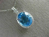 LARGE 3.24CT DIAMOND & AAA OVAL BLUE TOPAZ 14KT WHITE GOLD 3D FLOWER PENDANT
