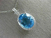 LARGE 3.24CT DIAMOND & AAA OVAL BLUE TOPAZ 14KT WHITE GOLD 3D FLOWER PENDANT