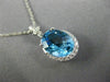 LARGE 3.24CT DIAMOND & AAA OVAL BLUE TOPAZ 14KT WHITE GOLD 3D FLOWER PENDANT