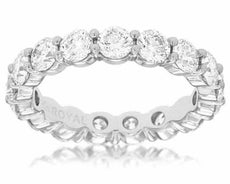 3.25CT DIAMOND 14KT WHITE GOLD 3D SHARE PRONG ETERNITY CLASSIC ANNIVERSARY RING