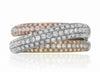 ESTATE WIDE .97CT DIAMOND 14KT TRI COLOR GOLD 3D MULTI ROW CRISS CROSS LOVE RING