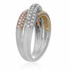 ESTATE WIDE .97CT DIAMOND 14KT TRI COLOR GOLD 3D MULTI ROW CRISS CROSS LOVE RING