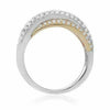 ESTATE WIDE .97CT DIAMOND 14KT TRI COLOR GOLD 3D MULTI ROW CRISS CROSS LOVE RING