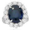 GIA CERTIFIED 14.51CT DIAMOND & AAA SAPPHIRE PLATINUM 3D OVAL FLOWER HALO RING