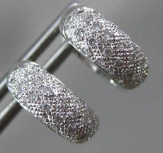 0.40CT ROUND DIAMOND 18KT WHITE GOLD CLASSIC PAVE MILGRAIN HUGGIE EARRINGS #26298