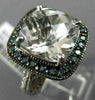 LARGE 10CT WHITE & BLUE DIAMOND & AAA WHITE QUARTZ 14KT WHITE GOLD FILIGREE RING
