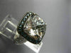 LARGE 10CT WHITE & BLUE DIAMOND & AAA WHITE QUARTZ 14KT WHITE GOLD FILIGREE RING