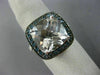 LARGE 10CT WHITE & BLUE DIAMOND & AAA WHITE QUARTZ 14KT WHITE GOLD FILIGREE RING