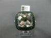 LARGE 10CT WHITE & BLUE DIAMOND & AAA WHITE QUARTZ 14KT WHITE GOLD FILIGREE RING