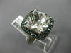LARGE 10CT WHITE & BLUE DIAMOND & AAA WHITE QUARTZ 14KT WHITE GOLD FILIGREE RING