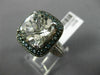 LARGE 10CT WHITE & BLUE DIAMOND & AAA WHITE QUARTZ 14KT WHITE GOLD FILIGREE RING