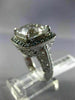 LARGE 10CT WHITE & BLUE DIAMOND & AAA WHITE QUARTZ 14KT WHITE GOLD FILIGREE RING