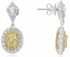 GIA 3.87CT WHITE & FANCY YELLOW DIAMOND 18KT TWO TONE GOLD OVAL HANGING EARRINGS