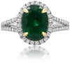 ESTATE 3.47CT DIAMOND & AAA EMERALD 18KT 2 TONE GOLD HALO FLOWER ENGAGEMENT RING