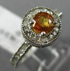 1.40CT DIAMOND & AAA YELLOW SAPPHIRE 14KT WHITE GOLD 3D FILIGREE ENGAGEMENT RING