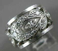 ANTIQUE WIDE 1.80CT ROUND & MARQUISE DIAMOND PLATINUM FILIGREE ANNIVERSARY RING