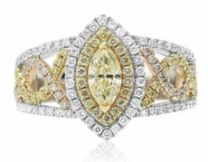 1.39CT WHITE PINK & FANCY YELLOW DIAMOND 18KT TRI COLOR GOLD 3D ENGAGEMENT RING