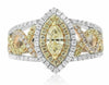 1.39CT WHITE PINK & FANCY YELLOW DIAMOND 18KT TRI COLOR GOLD 3D ENGAGEMENT RING