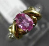 0.75CT DIAMOND & AAA OVAL PINK SAPPHIRE 14KT 2 TONE GOLD 3 STONE ENGAGEMENT RING