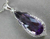 LARGE 3.46CT DIAMOND & AAA AMETHYST 14K WHITE GOLD 3D TEAR DROP FILIGREE PENDANT