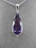 LARGE 3.46CT DIAMOND & AAA AMETHYST 14K WHITE GOLD 3D TEAR DROP FILIGREE PENDANT