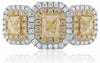 2.21CT WHITE & FANCY CANARY DIAMOND 18KT TWO TONE GOLD 3 STONE ENGAGEMENT RING