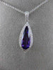 LARGE 2.21CT DIAMOND & AAA AMETHYST 14K WHITE GOLD 3D TEAR DROP FILIGREE PENDANT