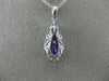 LARGE 2.21CT DIAMOND & AAA AMETHYST 14K WHITE GOLD 3D TEAR DROP FILIGREE PENDANT