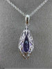 LARGE 2.21CT DIAMOND & AAA AMETHYST 14K WHITE GOLD 3D TEAR DROP FILIGREE PENDANT