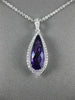 LARGE 2.21CT DIAMOND & AAA AMETHYST 14K WHITE GOLD 3D TEAR DROP FILIGREE PENDANT