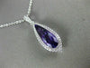 LARGE 2.21CT DIAMOND & AAA AMETHYST 14K WHITE GOLD 3D TEAR DROP FILIGREE PENDANT