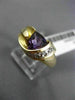 ESTATE 1.03CT ROUND DIAMOND & AAA TRILLION CUT AMETHYST 14K 2 TONE GOLD FUN RING