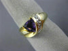 ESTATE 1.03CT ROUND DIAMOND & AAA TRILLION CUT AMETHYST 14K 2 TONE GOLD FUN RING