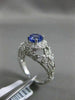 LARGE 1.36CT DIAMOND & AAA TANZANITE 14KT WHITE GOLD 3D FILIGREE ENGAGEMENT RING