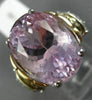 EXTRA LARGE 14.57CT DIAMOND & AAA OVAL KUNZITE 14KT 2 TONE GOLD ENGAGEMENT RING