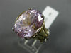 EXTRA LARGE 14.57CT DIAMOND & AAA OVAL KUNZITE 14KT 2 TONE GOLD ENGAGEMENT RING