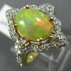 ANTIQUE LARGE 2.50CT DIAMOND & AAA OPAL 14KT 2 TONE GOLD 3D FILIGREE SQUARE RING
