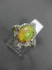 ANTIQUE LARGE 2.50CT DIAMOND & AAA OPAL 14KT 2 TONE GOLD 3D FILIGREE SQUARE RING