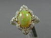 ANTIQUE LARGE 2.50CT DIAMOND & AAA OPAL 14KT 2 TONE GOLD 3D FILIGREE SQUARE RING