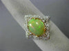 ANTIQUE LARGE 2.50CT DIAMOND & AAA OPAL 14KT 2 TONE GOLD 3D FILIGREE SQUARE RING